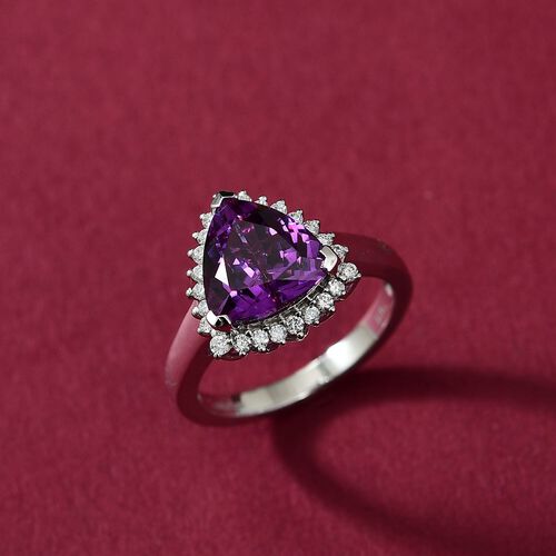 AAA Lab Grown Lila Saphir, Lab Grown Diamant Ring 417 Gold (Größe 20.00) ca. 3.87 ct image number 1