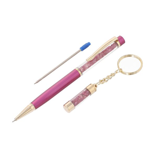 Premium Kollektion - Echter Rubin-Kugelschreiber mit extra Mine und Schl&uuml;sselanh&auml;nger image number 3