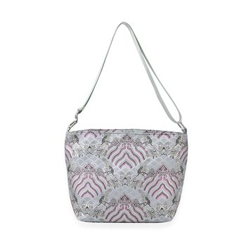 Jacquard-Tasche aus Poly-Satin mit Futter und Rei&szlig;verschluss, Innentasche, t&uuml;rkis