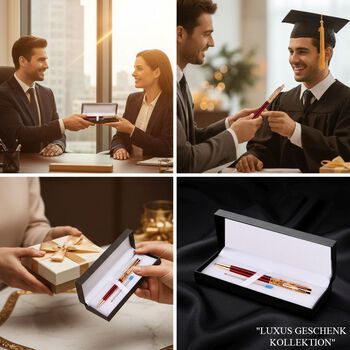 "Pen and a pen refill,  Color: transparent red genuine gold foil in the pen Box printed without logo "