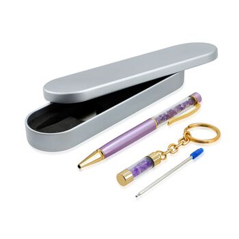Amethyst Edelstein Stift-Set, Lila