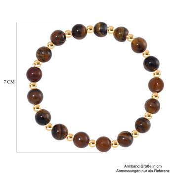 Gelbes Tigerauge Armband ca. Flexibles cm Standard gelb vergoldet ca. 60.00 ct