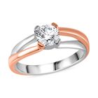 Moissanit Ring 925 Silber Zweifarbige Beschichtung (Größe 19.00) ca. 0,80 ct