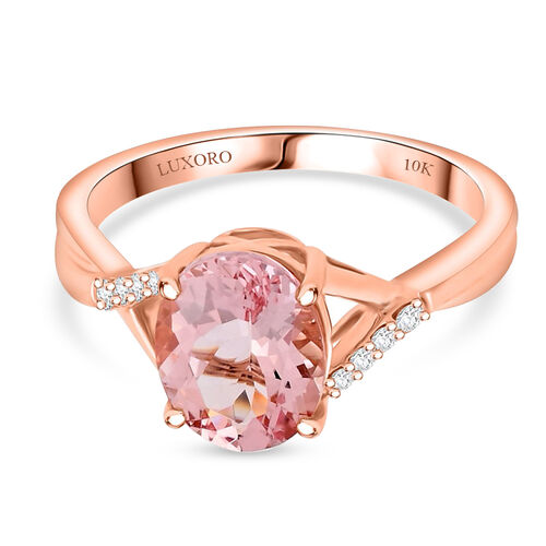 LUXORO zertifiziert und geprüft AAA Rosa Morganit und Diamant Ring in 417 Roségold - 3,50 ct. image number 0