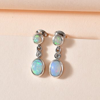 AA nat&uuml;rliche, &auml;thiopische Welo Opal und Zirkon-Ohrringe - 1,55 ct.