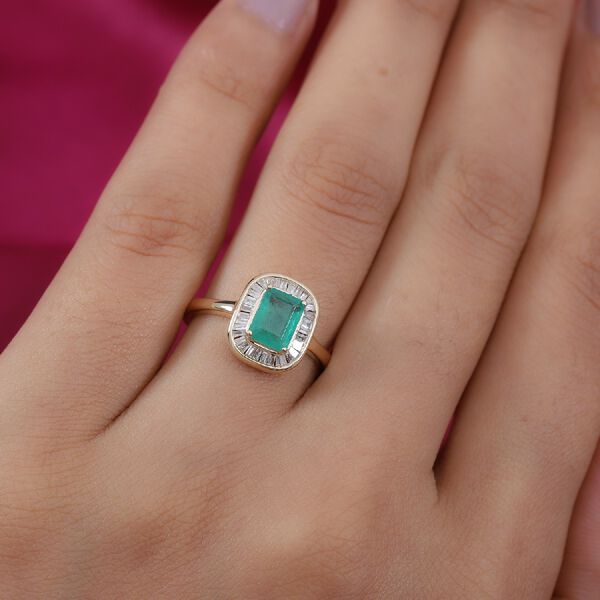 AAA Sambischer Smaragd und Diamant Ring 375 Gelbgold image number 3