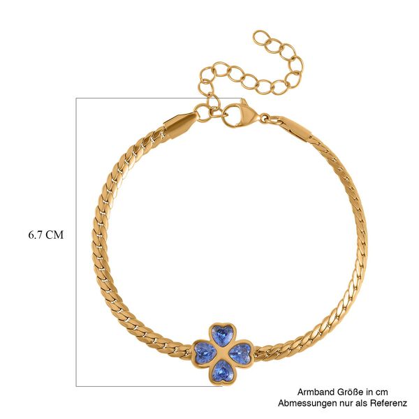 2er Set - Blauer Kristall Armband und Ohrringe, Reiner Edelstahl vergoldet image number 4