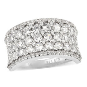 LUSTRO STELLA Premium AAA kubisch Zirkonia Cluster Ring 925 Silber Platin-Überzug