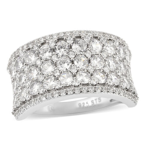 LUSTRO STELLA Premium AAA kubisch Zirkonia Cluster Ring 925 Silber Platin-Überzug image number 0