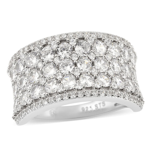 LUSTRO STELLA Premium AAA kubisch Zirkonia Cluster Ring 925 Silber Platin-Überzug image number 0