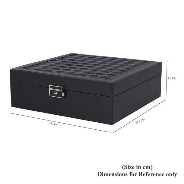 2er-Set Schmuckkasten mit Schloss und extra Box, Gr&ouml;&szlig;e 25x25x8 cm, Schwarz image number 6