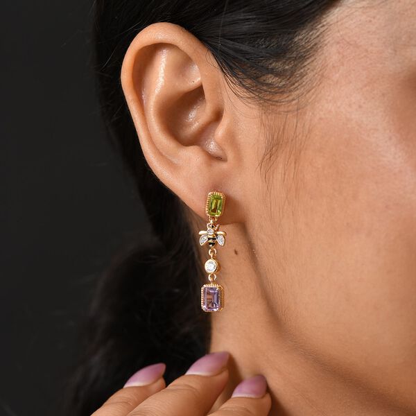 GP Trionfo Kollektion - Rose De France Amethyst, Peridot, Zirkon und blaue Saphir Ohrringe - 3,52 ct. image number 3