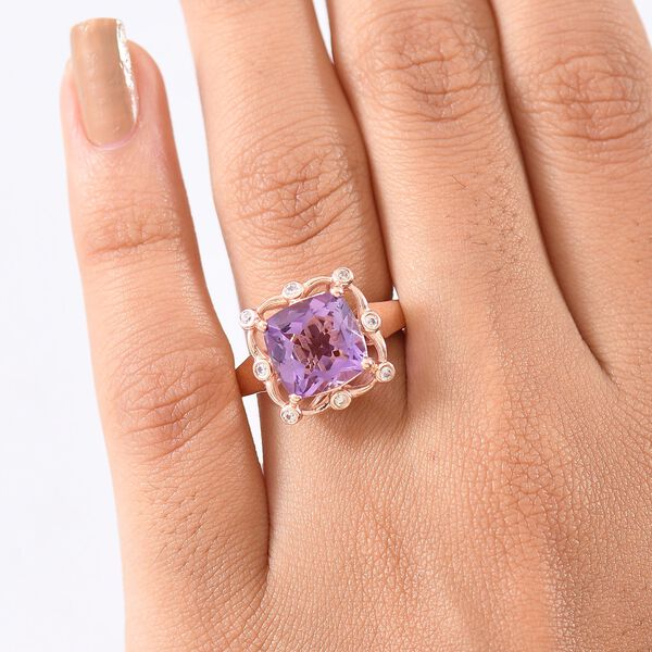 D'Joy AAA Rose De France Amethyst und Zirkon Ring - 4,35 ct. image number 3