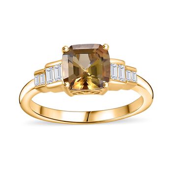 AAA Nat&uuml;rlicher goldener Tansanit und Diamant Ring in 585 Gold - 1,84 ct.