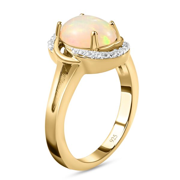 Nat&uuml;rlicher, &auml;thiopischer Opal und Zirkon-Ring, 925 Silber vergoldet  ca. 1,33 ct image number 5