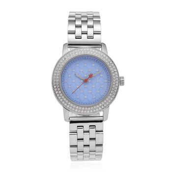WILLIAM HUNT Moissanit-Armbanduhr, 21,59cm, 316L Edelstahl, silberfarben.