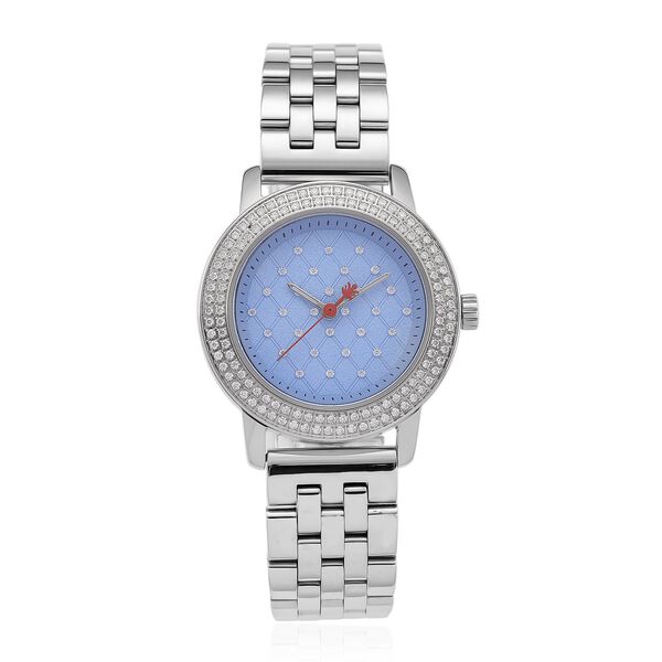 WILLIAM HUNT Moissanit-Armbanduhr, 21,59cm, 316L Edelstahl, silberfarben.