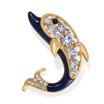 Schwarzer Kristall, Wei&szlig;er Kristall Brosche emailliert