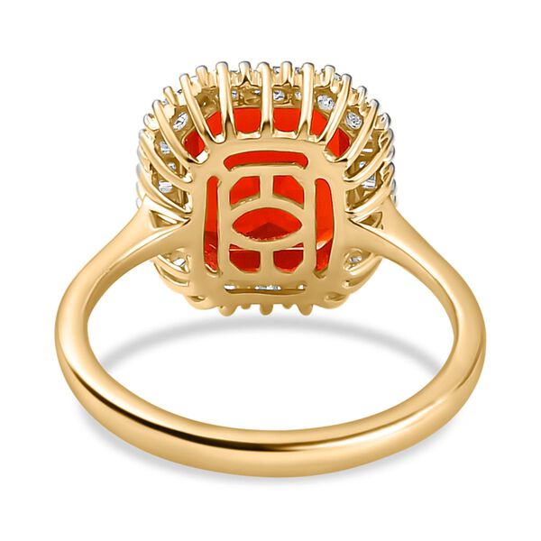 AAAA Purpurroter Feueropal und Diamant Ring in 375 Gold &ndash; 2,75 ct. image number 6