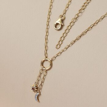 LUXURIANT DIAMOND - Lab Grown Roter Diamant SI, Lab Grown Diamant Halskette ca. 45 cm 925 Silber 750 Gelbgold vermeil ca. 0,11 ct.