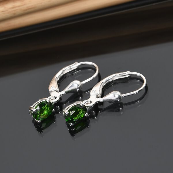 Russischer Diopsid Ohrh&auml;nger 925 Silber ca. 1,00 ct&nbsp; image number 1