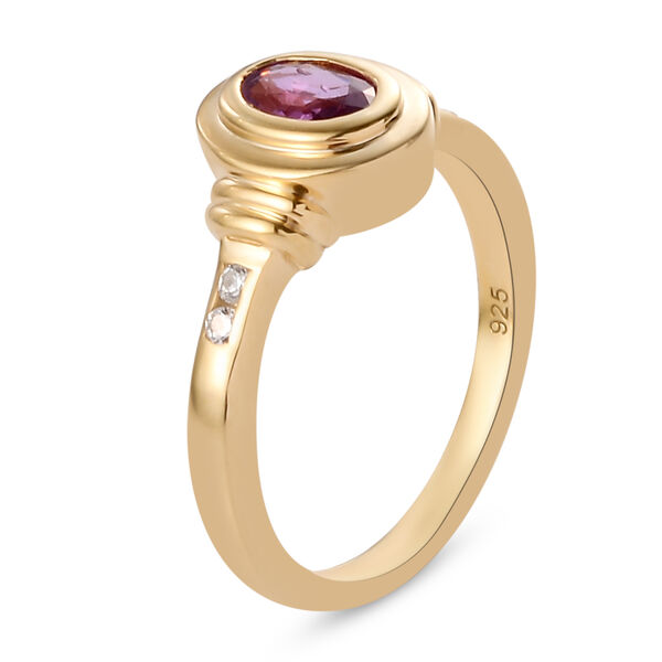 Rosa Saphir und Zirkon-Ring, 925 Silber vergoldet, 0,63 ct. image number 5