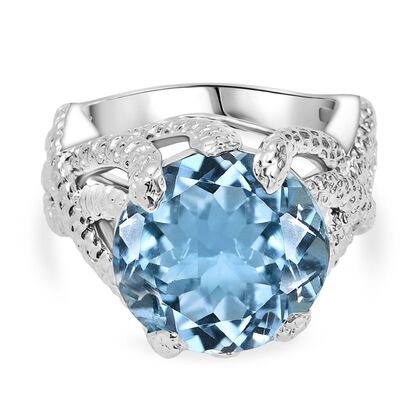 Himmelblauer Topas Ring Messing (Gr&ouml;&szlig;e 18.00) ca. 12,55 ct