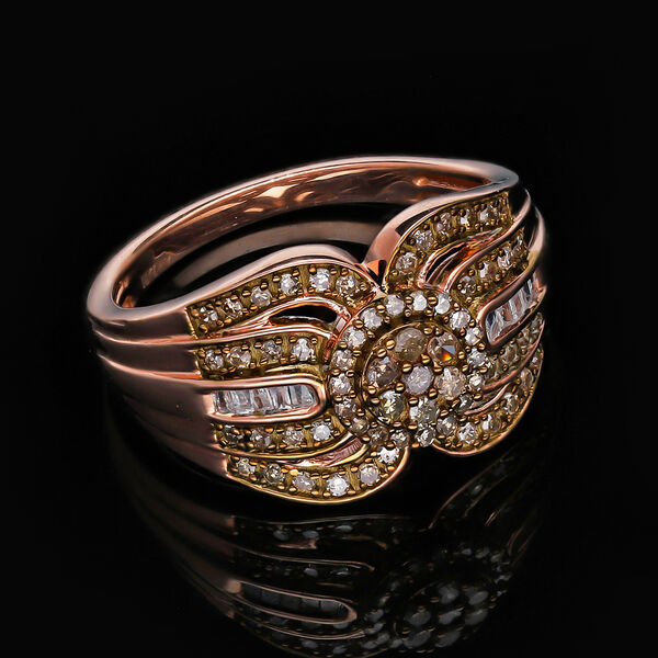Nat&uuml;rlicher Champagne Diamant Ring, 925 Silber Ros&eacute;gold Vermeil (Gr&ouml;&szlig;e 17.00) ca. 0.50 ct image number 2