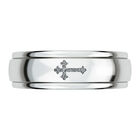 Handgearbeiteter Spinning Band-Ring mit graviertem Kreuz, 925 Silber platiniert image number 3