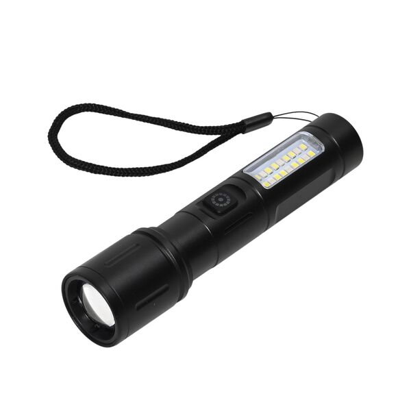 Wiederaufladbare LED-Taschenlampe, 6 Leuchtmodi, USB-Ladekabel, 13,8×3,5cm, Schwarz image number 3