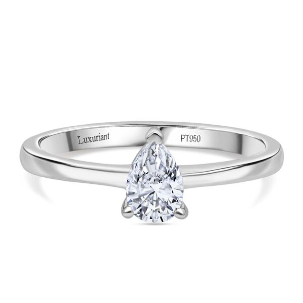 LUXURIANT SGL zertifizierter VS-EF Labor Tropfenschliff Diamant Ring in 950 Platin - 0,50 ct.