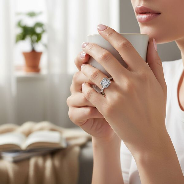 LUXURIANT VS-EF Labor Diamant Ring, 925 Silber rhodiniert - 0,25 ct. image number 3