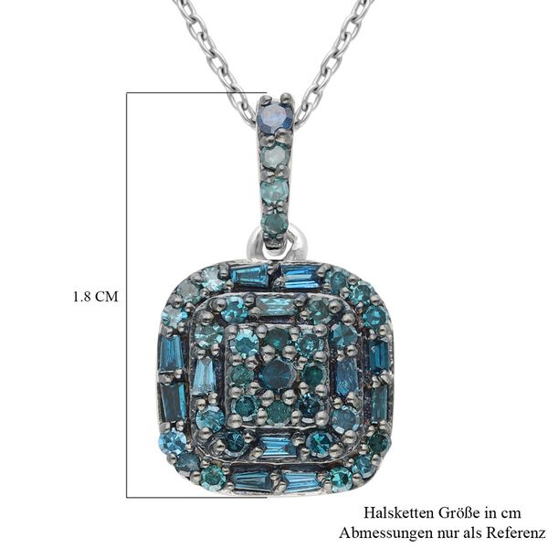 Blauer Diamant Cluster-Anh&auml;nger mit Kette in Silber image number 6