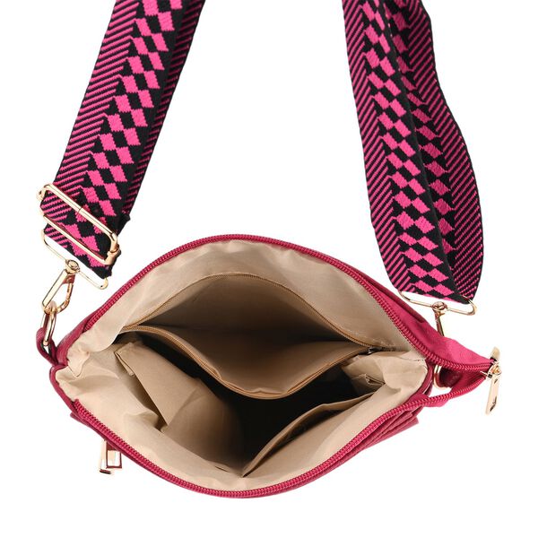 Umh&auml;ngetasche aus feinem Lederimitat mit mehreren Taschen, 120cm Trageriemen, 24x27cm, Rosenrot image number 6