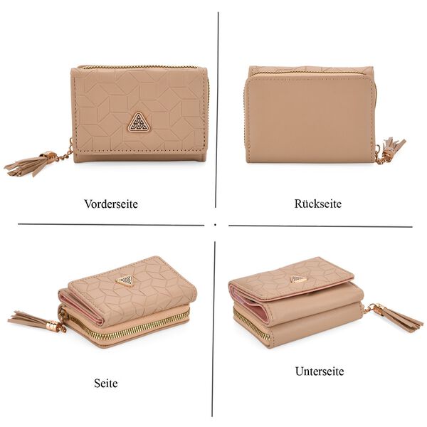 PU-Geldb&ouml;rse mit RFID-Schutz, 11x8x4cm, Beige image number 4