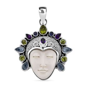 Sajen Silver- Ochse Knochen und Multi-Edelstein-Anhänger - 16,87 ct.