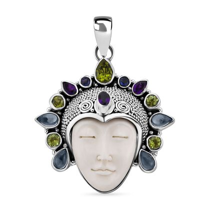 Sajen Silver- Ochse Knochen und Multi-Edelstein-Anhänger - 16,87 ct.