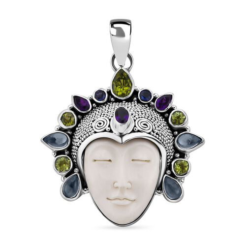 Sajen Silver- Ochse Knochen und Multi-Edelstein-Anhänger - 16,87 ct. image number 0