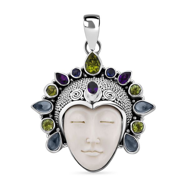 Sajen Silver- Ochse Knochen und Multi-Edelstein-Anhänger - 16,87 ct. image number 0