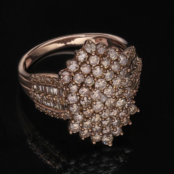 Natürlicher Champagner Diamant Ring, 925 Silber Roségold Vermeil, (Größe 20.00) ca. 2.00 ct image number 2