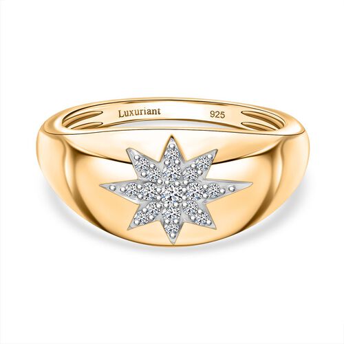 Lab Grown Diamant SI Ring 925 Silber 750 Gelbgold Vermeil (Größe 17.00) ca. 0,15 ct image number 0