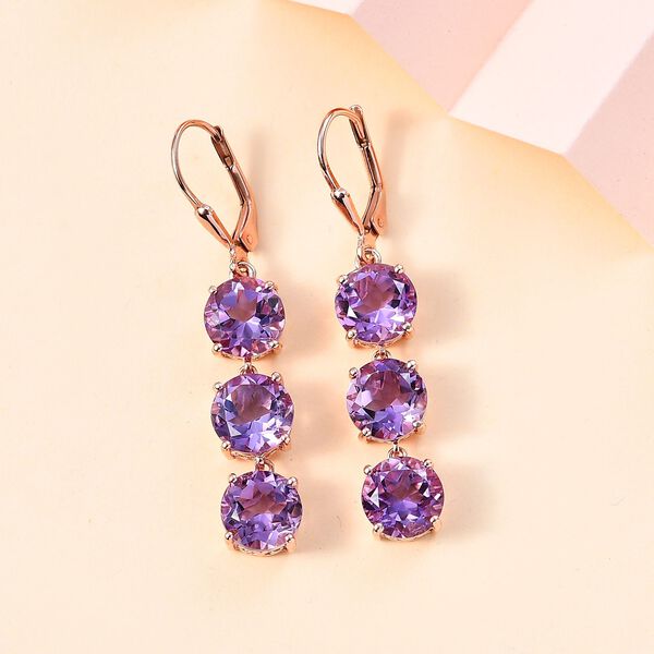 AA Rose De France Amethyst Ohrringe 925 Silber 750 Ros&eacute;gold Vermeil ca. 11,38 ct. image number 2