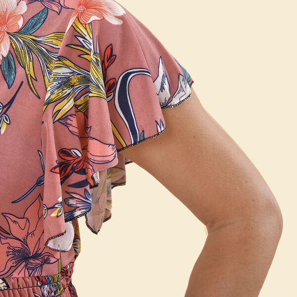 TAMSY - Maxi Kleid mit gesmokter Taille und Flatter&auml;rmel, One Size, orange image number 4