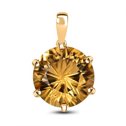 Citrin Anh&auml;nger 925 Silber 750 Gelbgold Vermeil ca. 9,42 ct.