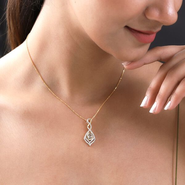 AAA Turkizit und wei&szlig;er Zirkon-Anh&auml;nger mit Kette, 50 cm - 1,42 ct. image number 2