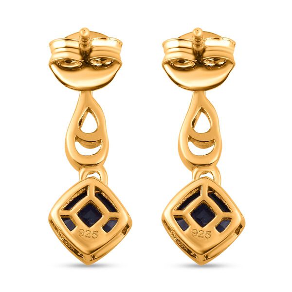 Masoala Saphir und wei&szlig;e Zirkon-Ohrringe, 925 Silber vergoldet, ca. 2.12 ct image number 5