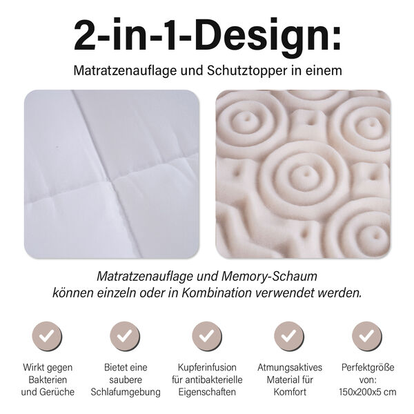 Serenity Night: 2 in 1 Matratzenauflage mit Kupfer Infusion image number 4