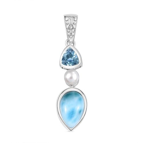 D'Joy AA Larimar, Himmelblauer Topas Anhänger 925 Silber rhodiniert image number 0