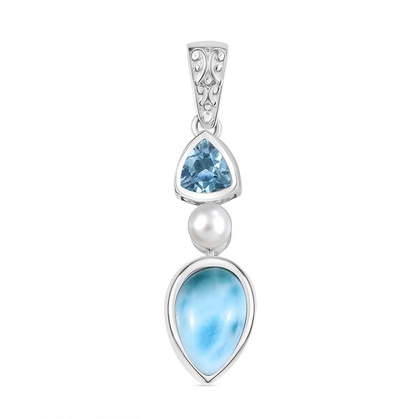 D'Joy AA Larimar, Himmelblauer Topas Anhänger 925 Silber rhodiniert image number 0