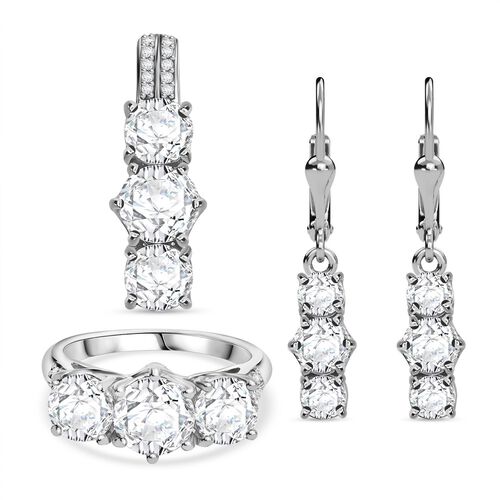 Moissanit Schmuckset, 925 Silber rhodiniert - 7,43 ct. image number 0